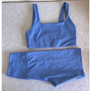 Girlfriend Collective RIB Bra Top, Shorts and Leggings Set Size Small